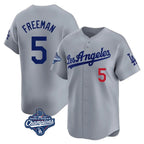 Johmsee LA.Dodgers #5 Freddie Freeman Player Gray World Series Meet Limited Home Stitched Jerseys