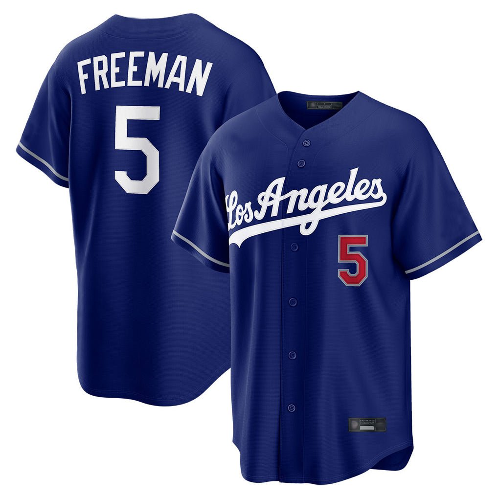 Johmsee LA.Dodgers #5 Freddie Freeman Player Royal Game Home Stitched Jerseys