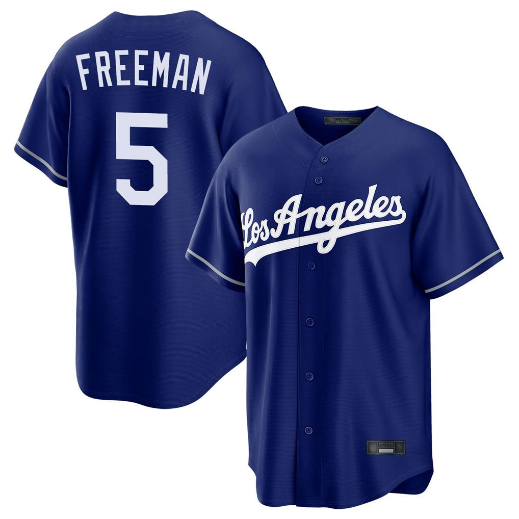Johmsee LA.Dodgers #5 Freddie Freeman Player Royal Game Stitched Jerseys