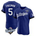 Johmsee LA.Dodgers #5 Freddie Freeman Player Royal World Series City Connect Elite Home Stitched Jerseys