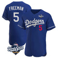 Johmsee LA.Dodgers #5 Freddie Freeman Player Royal World Series Limited Elite Home Stitched Jerseys