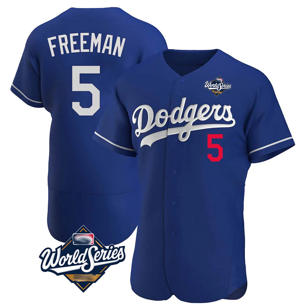 Johmsee LA.Dodgers #5 Freddie Freeman Player Royal World Series Limited Elite Home Stitched Jerseys