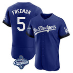 Johmsee LA.Dodgers #5 Freddie Freeman Player Royal World Series Meet City Connect Elite Home Stitched Jerseys