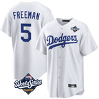 Johmsee LA.Dodgers #5 Freddie Freeman Player White World Series Game Home Stitched Jerseys