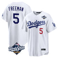 Johmsee LA.Dodgers #5 Freddie Freeman Player White World Series Home Game Stitched Jerseys