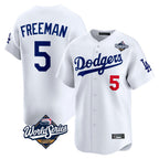Johmsee LA.Dodgers #5 Freddie Freeman Player White World Series Limited Home Stitched Jerseys