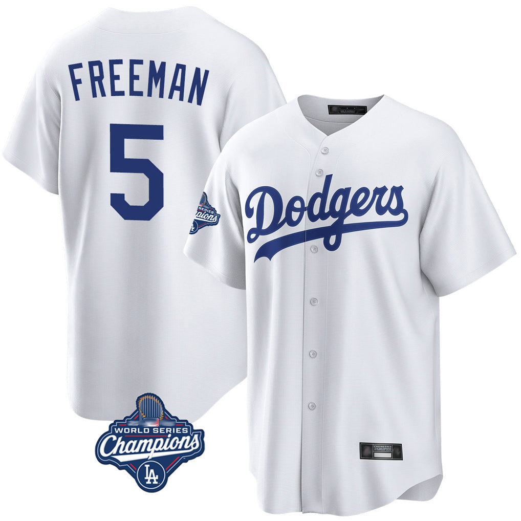 Johmsee LA.Dodgers #5 Freddie Freeman Player White World Series Meet Game Home Stitched Jerseys