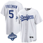 Johmsee LA.Dodgers #5 Freddie Freeman Player White World Series Meet Game Home Stitched Jerseys