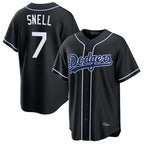 Johmsee LA.Dodgers #7 Blake Snell Player Black Carbon Limited Home Stitched Jerseys