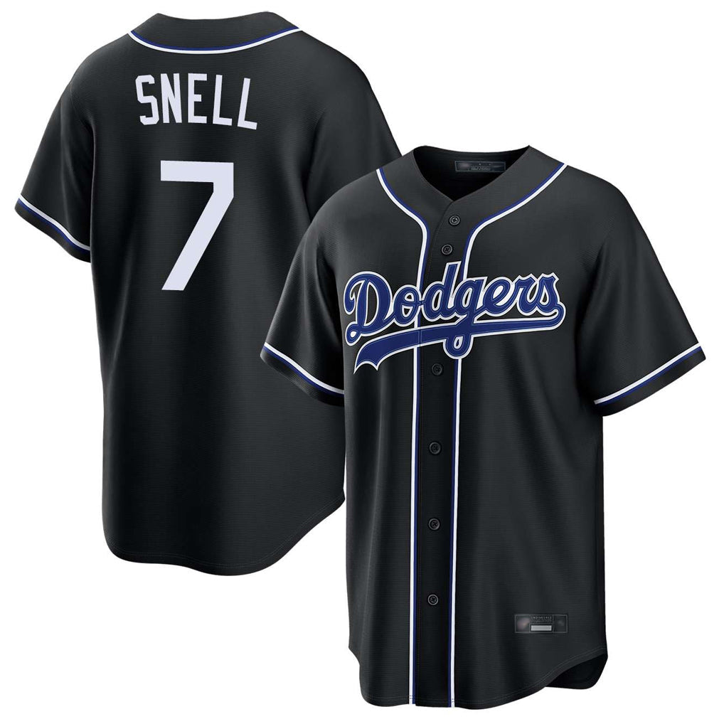 Johmsee LA.Dodgers #7 Blake Snell Player Black Carbon Limited Home Stitched Jerseys
