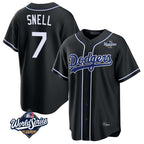 Johmsee LA.Dodgers #7 Blake Snell Player Black Carbon Limited World Series Home Stitched Jerseys