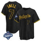 Johmsee LA.Dodgers #7 Blake Snell Player Black Snake Skin City Game Home World Series Meet Stitched Jerseys