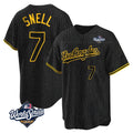 Johmsee LA.Dodgers #7 Blake Snell Player Black Snake Skin City Game Home World Series Stitched Jerseys