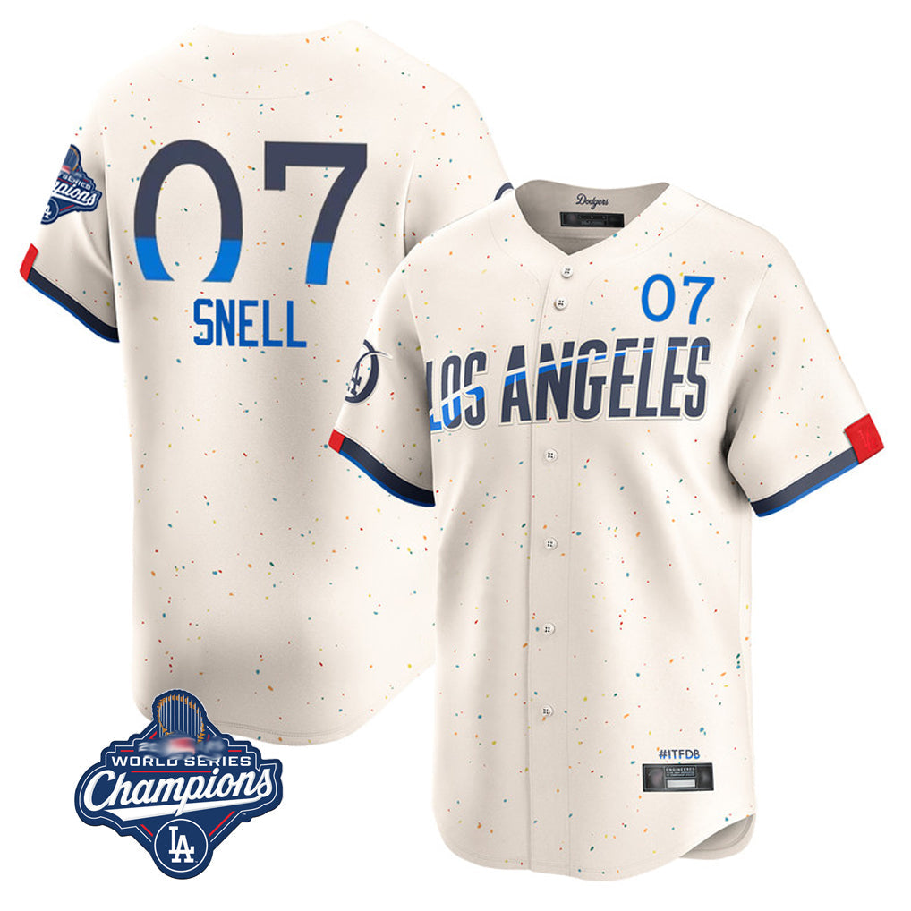 Johmsee LA.Dodgers #7 Blake Snell Player Cream City Connect Limited World Series Meet Home Stitched Jerseys