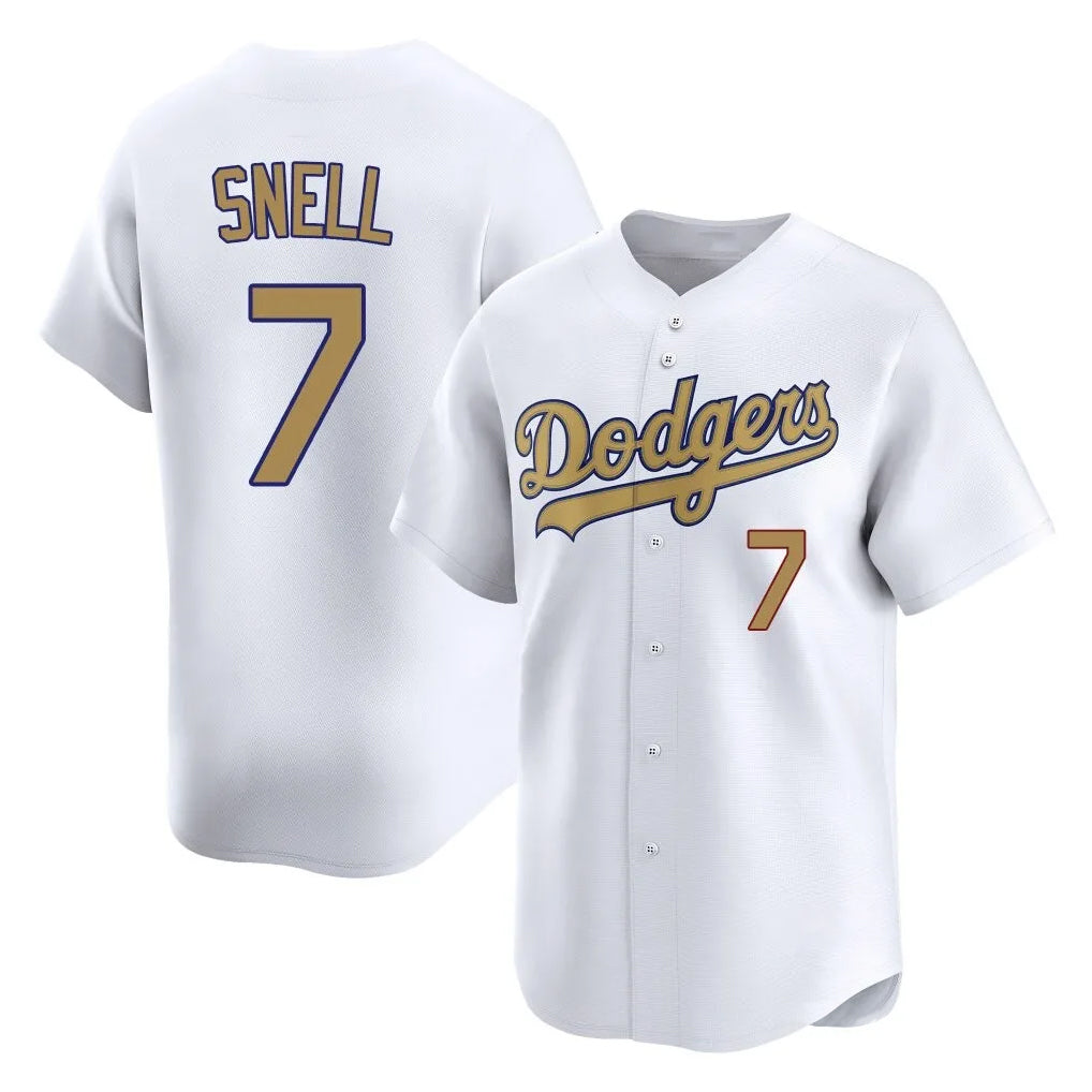 Johmsee LA.Dodgers #7 Blake Snell Player Gold Collection Limited Home Stitched Jerseys
