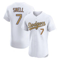 Johmsee LA.Dodgers #7 Blake Snell Player Gold Limited Elite Home Stitched Jerseys