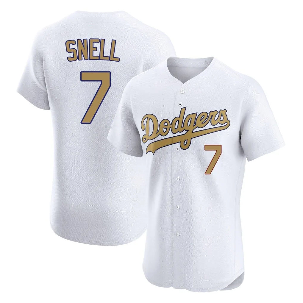 Johmsee LA.Dodgers #7 Blake Snell Player Gold Limited Elite Home Stitched Jerseys