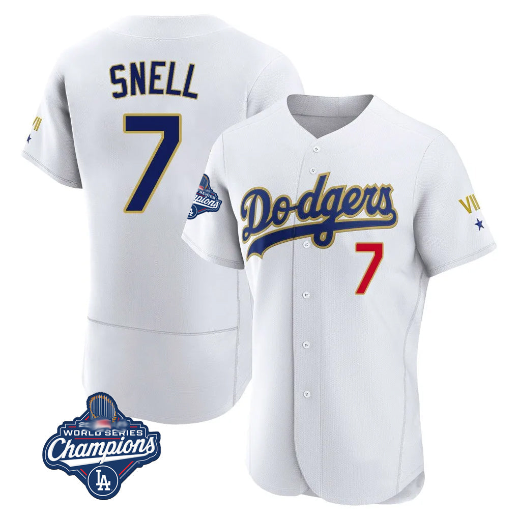Johmsee LA.Dodgers #7 Blake Snell Player Gold White 2026 Collection Stadium Limited Elite World Series Meet Stitched Jerseys
