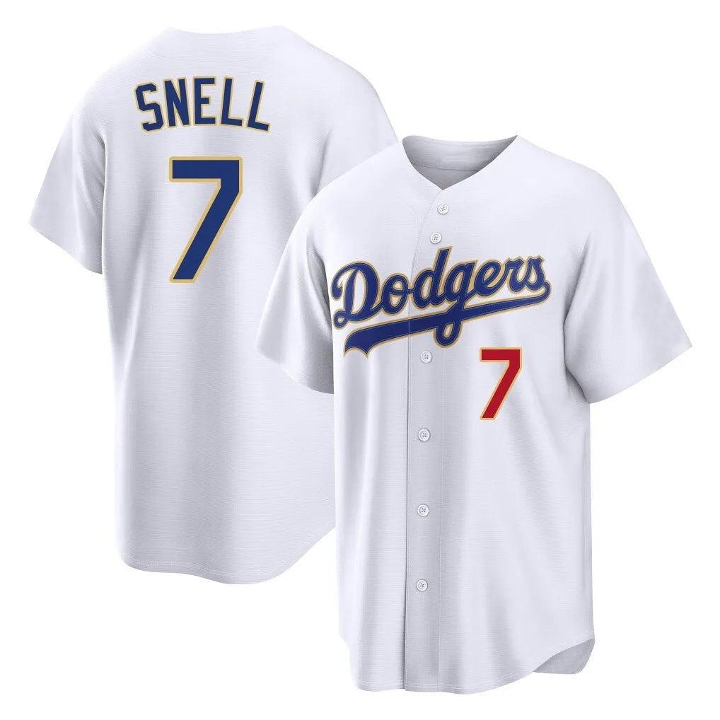 Johmsee LA.Dodgers #7 Blake Snell Player Gold White 2026 Collection Stadium Limited Stitched Jerseys