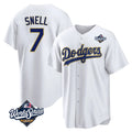 Johmsee LA.Dodgers #7 Blake Snell Player Gold White World Series Home Game Stitched Jerseys