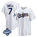 Johmsee LA.Dodgers #7 Blake Snell Player Gold White World Series Meet Home Game Stitched Jerseys