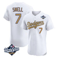 Johmsee LA.Dodgers #7 Blake Snell Player Gold World Series Limited Elite Home Stitched Jerseys