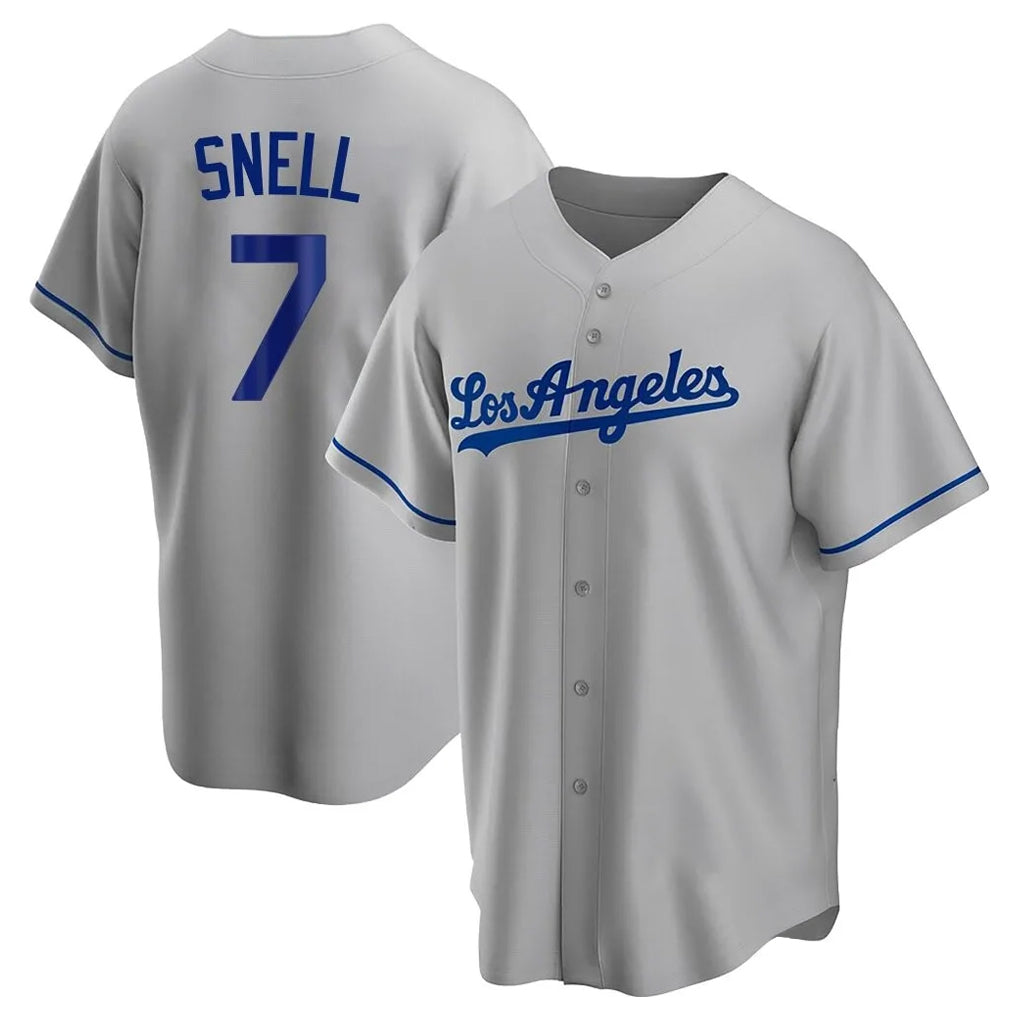 Johmsee LA.Dodgers #7 Blake Snell Player Gray Road Game Stitched Jerseys