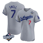 Johmsee LA.Dodgers #7 Blake Snell Player Gray World Series Limited Elite Home Stitched Jerseys