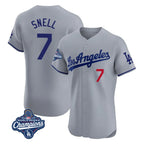 Johmsee LA.Dodgers #7 Blake Snell Player Gray World Series Meet Limited Elite Home Stitched Jerseys