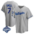 Johmsee LA.Dodgers #7 Blake Snell Player Gray World Series Meet Road Game Stitched Jerseys