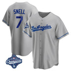 Johmsee LA.Dodgers #7 Blake Snell Player Gray World Series Meet Road Game Stitched Jerseys