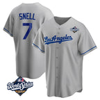 Johmsee LA.Dodgers #7 Blake Snell Player Gray World Series Road Game Stitched Jerseys