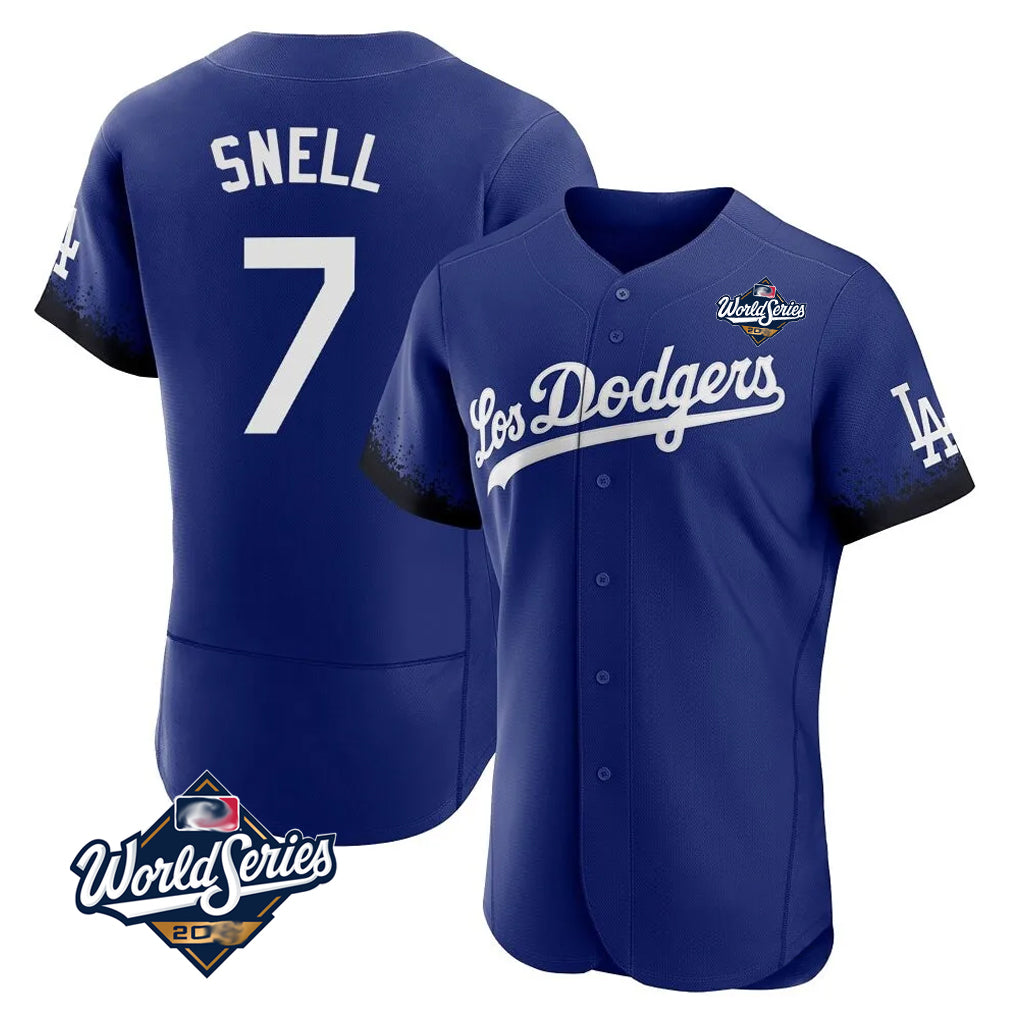 Johmsee LA.Dodgers #7 Blake Snell Player Royal City Connect Elite World Series Home Stitched Jerseys