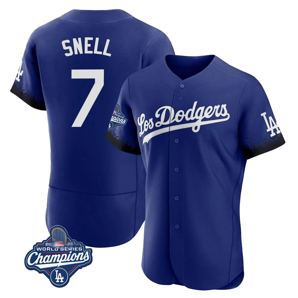 Johmsee LA.Dodgers #7 Blake Snell Player Royal City Connect Elite World Series Meet Home Stitched Jerseys