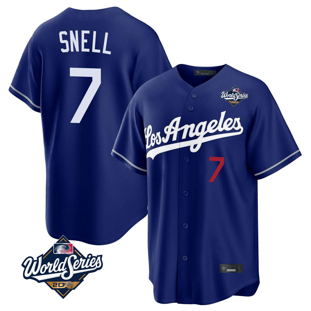 Johmsee LA.Dodgers #7 Blake Snell Player Royal Game World Series Home Stitched Jerseys
