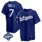 Johmsee LA.Dodgers #7 Blake Snell Player Royal Game World Series Meet Stitched Jerseys