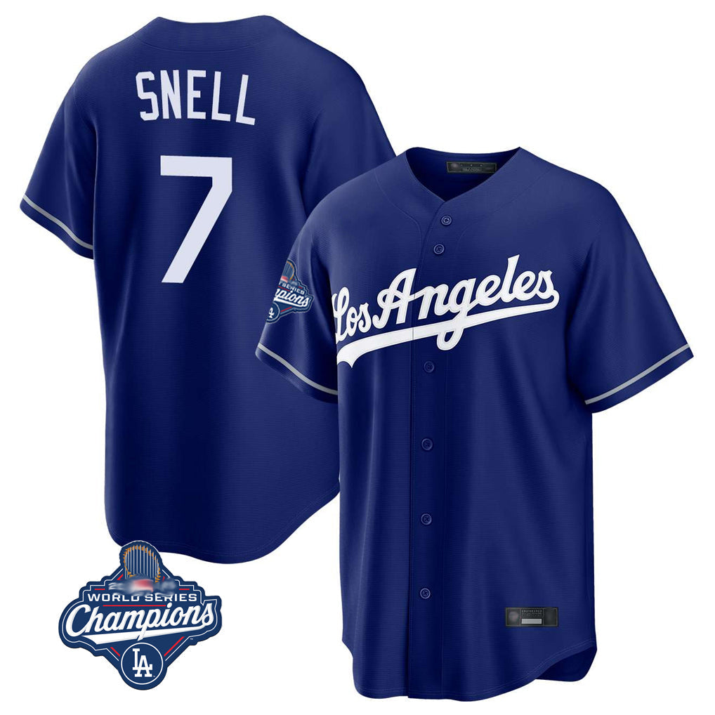 Johmsee LA.Dodgers #7 Blake Snell Player Royal Game World Series Meet Stitched Jerseys