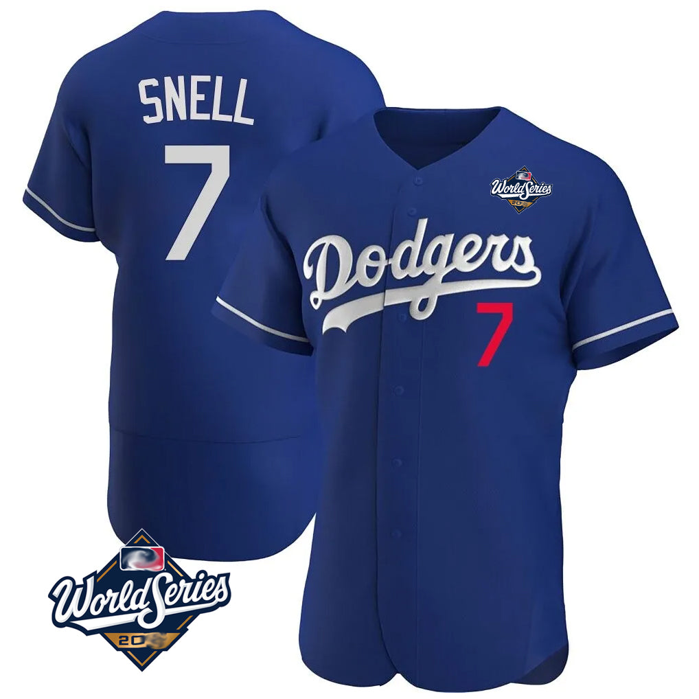Johmsee LA.Dodgers #7 Blake Snell Player Royal Limited Elite World Series Home Stitched Jerseys