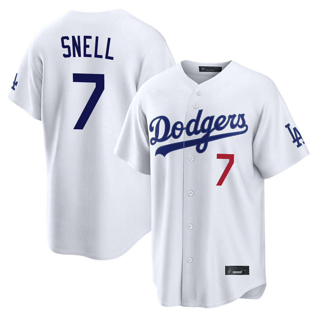Johmsee LA.Dodgers #7 Blake Snell Player White Game Home Stitched Jerseys