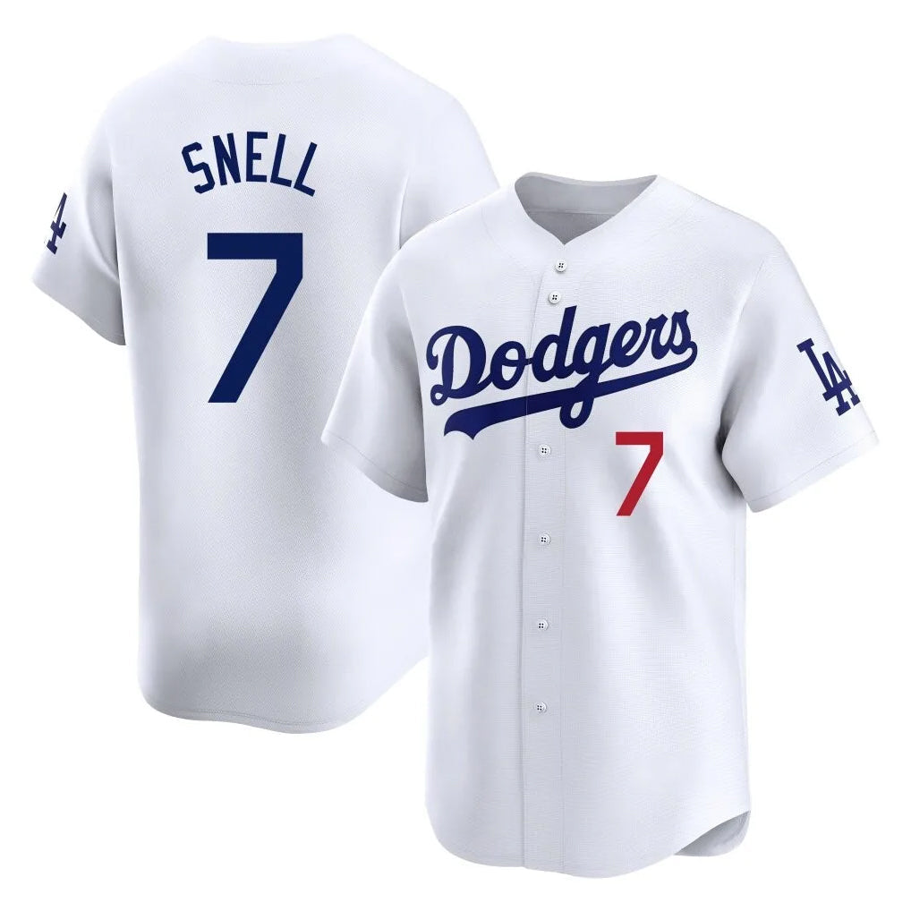 Johmsee LA.Dodgers #7 Blake Snell Player White Game Limited Home Stitched Jerseys
