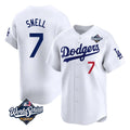 Johmsee LA.Dodgers #7 Blake Snell Player White Game Limited World Series Home Stitched Jerseys