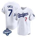 Johmsee LA.Dodgers #7 Blake Snell Player White Game Limited World Series Meet Home Stitched Jerseys