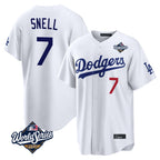 Johmsee LA.Dodgers #7 Blake Snell Player White Game World Series Home Stitched Jerseys