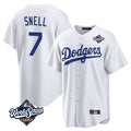 Johmsee LA.Dodgers #7 Blake Snell Player White Game World Series Stitched Jerseys