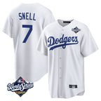 Johmsee LA.Dodgers #7 Blake Snell Player White Game World Series Stitched Jerseys