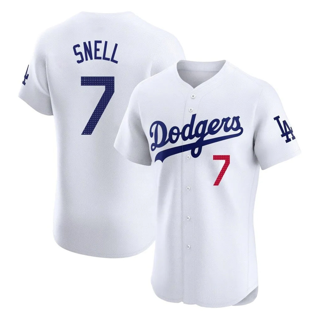 Johmsee LA.Dodgers #7 Blake Snell Player White Limited Elite Home Stitched Jerseys