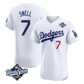 Johmsee LA.Dodgers #7 Blake Snell Player White Limited Elite World Series Home Stitched Jerseys