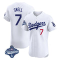 Johmsee LA.Dodgers #7 Blake Snell Player White Limited Elite World Series Meet Home Stitched Jerseys