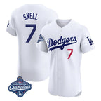 Johmsee LA.Dodgers #7 Blake Snell Player White Limited Elite World Series Meet Home Stitched Jerseys