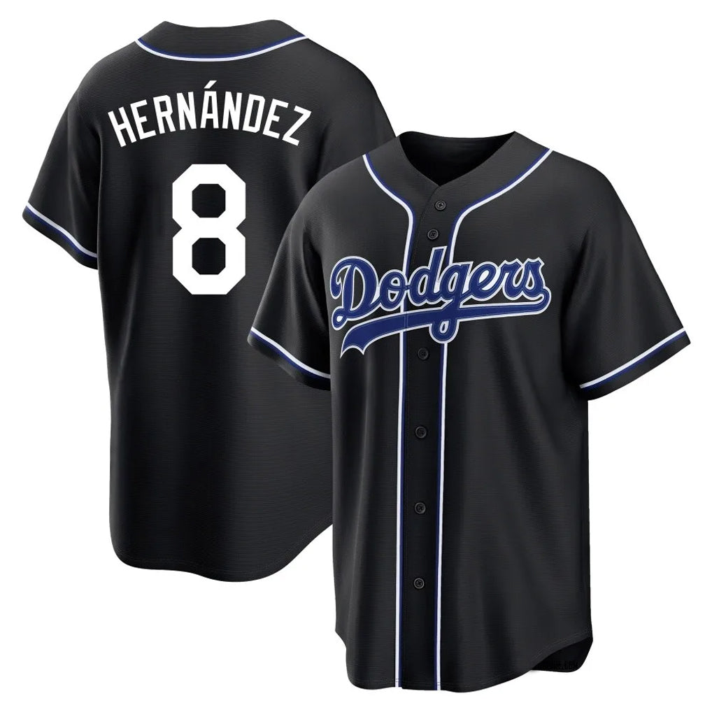 Johmsee LA.Dodgers #8 Enrique Hern¡§¡éndez Player Black Carbon Limited Home Stitched Jerseys